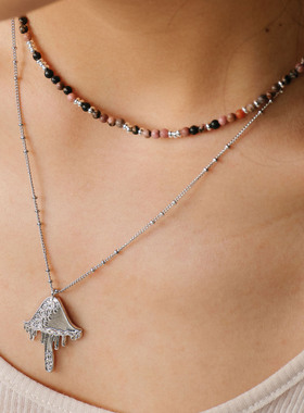 GLYPHS墨点点蘑菇双层叠加项链