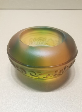 书房摆件古法雕花七彩琉璃盒墨碟水盂文房四宝毛笔书法国画用墨池