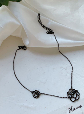 设计感小众网红镂空花朵项链