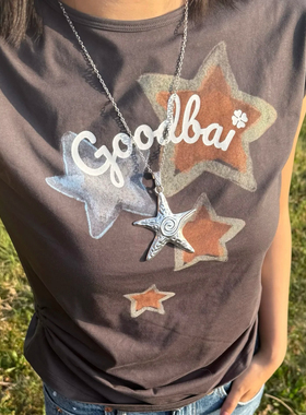 小众海洋生物大号海星不锈钢项链个性夸张五角星百搭长款锁骨链女