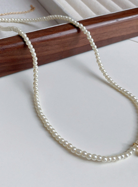 珍珠小圆珠吊坠锁骨链颈链