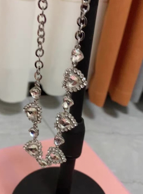 手工人造锆石爱心满钻镶钻项链夏项圈锁骨链颈链短款简约气质