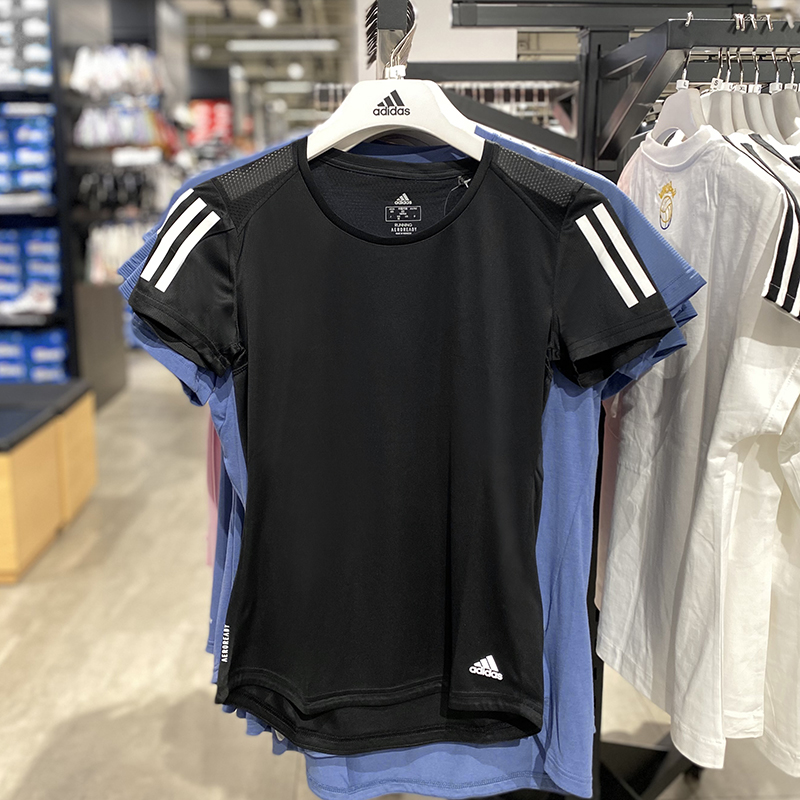 阿迪达斯速干T恤短袖女跑步健身训练Adidas运动服透气正品H20746-图0