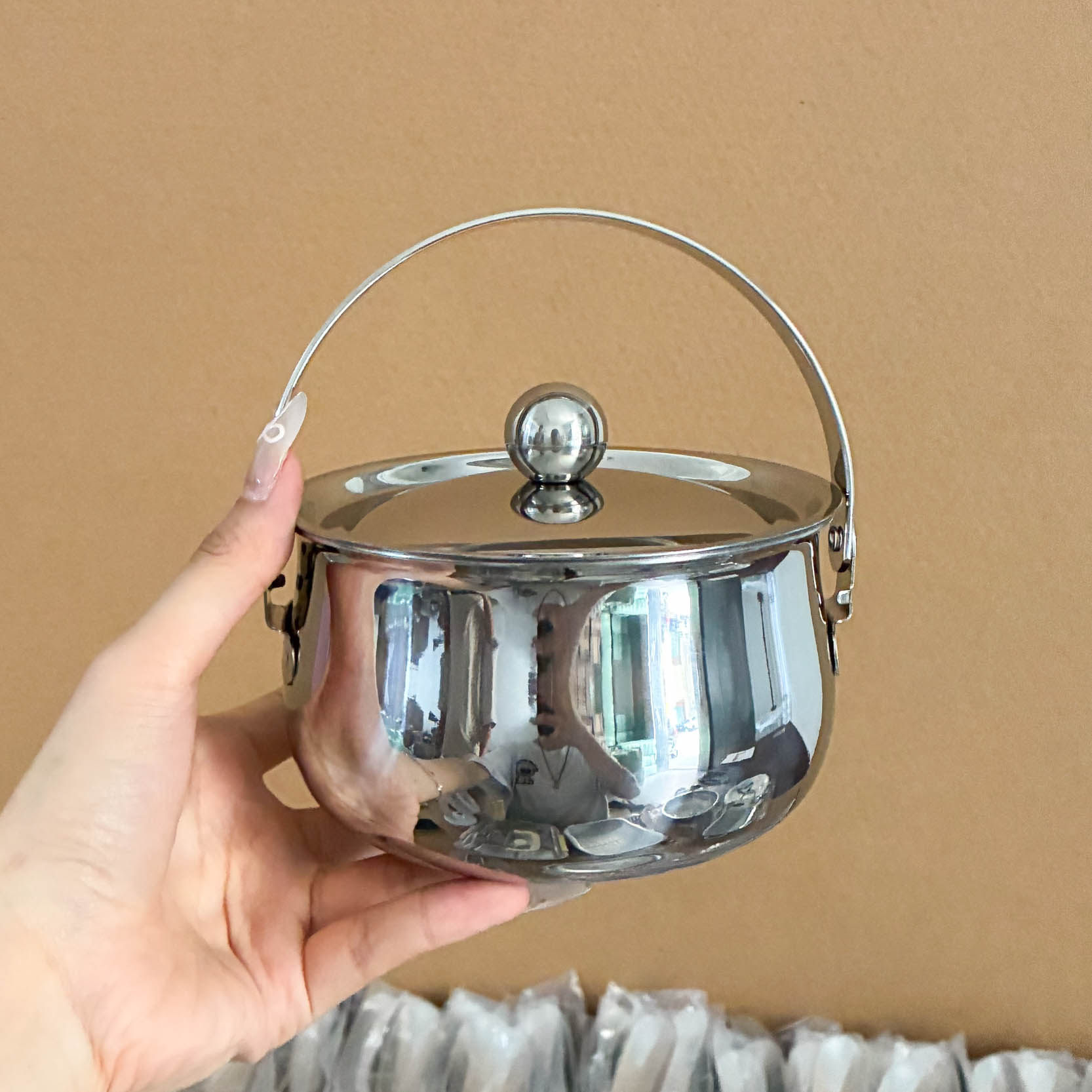 高颜值316不锈钢加厚带盖猪油罐不锈钢碗圆形提锅电磁炉通用ins风,淘宝优惠券,粉丝福利购,淘宝优惠卷