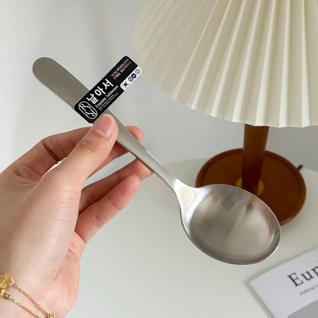 Foreign trade original 304 stainless steel matte deepening meal spoon drink soup spoon long handle food grade household use