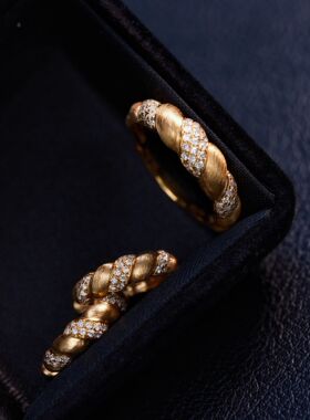 18k金麻花戒指耳环手镯重工钻石复古宫廷风精致有品位