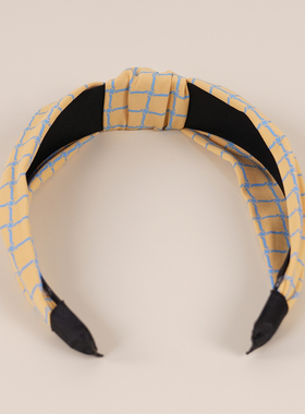 布艺清新几何图案格子头饰发卡头箍宽边发箍hair hoop hair band