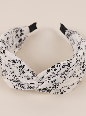 交叉宽边网纱透气水墨画布艺头饰发卡发箍hair hoop hair band