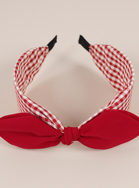 布艺蝴蝶结格子头饰发卡兔耳朵头箍宽边发箍hair hoop hair band