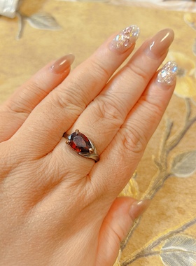 【BW古董】波西米亚红石榴石鸽血红戒指，非常难得少见