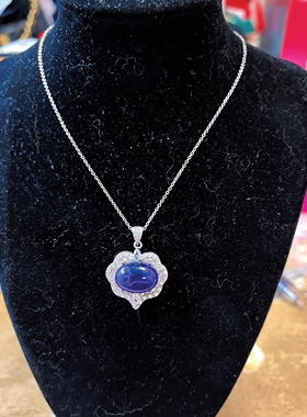 【BW宝石】银镶大克拉紫水晶吊坠配银链子