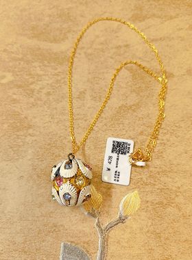 【BW中古】小众品牌白色板绘配彩钻吊坠，浓金链子