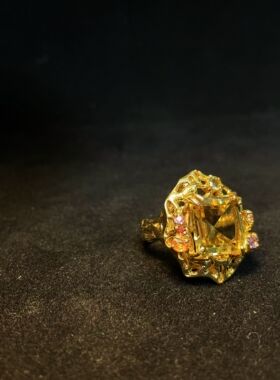 【BW宝石】纯净体暴力黄水晶戒指，豪镶活口，少见难得