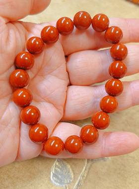 【BW宝石】天然柿子红南红手串 ，10mm，难得一串，越来越难找啦