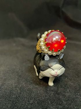 【BW中古】西德星光琉璃红色戒指，开口戒