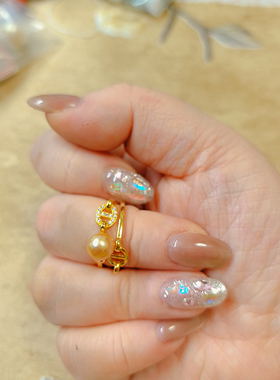 【BW珍珠】8+特价599南洋金珠开口戒，两款