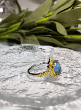 【BW宝石】银镶蛋面托帕石戒指，带证书