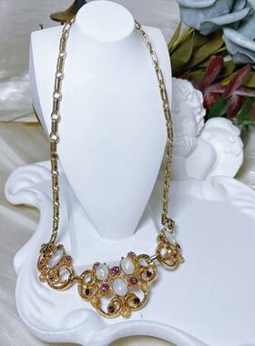 【BW中古】意大利产老佛罗伦萨拜占庭风月光琉璃紫色莱茵石项链