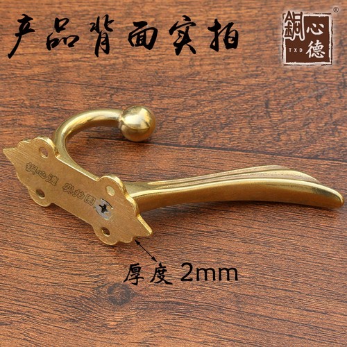 黄铜挂衣钩单个门后挂钩浴室壁挂排钩挂勾衣服挂钩欧式实心衣帽钩 - 图2