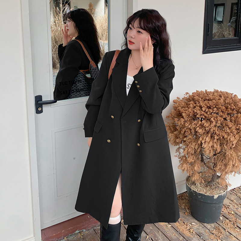 胖MM大码女装秋冬过膝中长款大衣宽松显瘦长西装风衣外套20531,淘宝优惠券,粉丝福利购,淘宝优惠卷