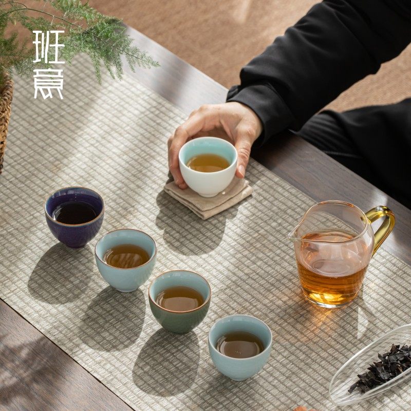 五大名窑品茗杯功夫陶瓷茶具套装茶杯主人杯汝窑开片建盏小杯子_虎窝淘
