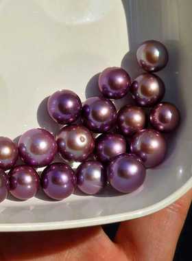 月成淡水珍珠紫色晕彩