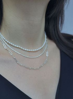 月成S925纯银项链子女波光方