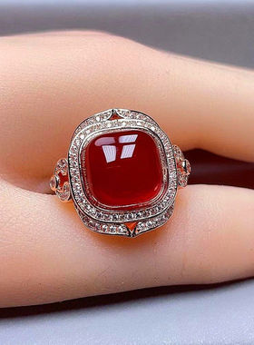 女南红玛瑙戒指活口可调节