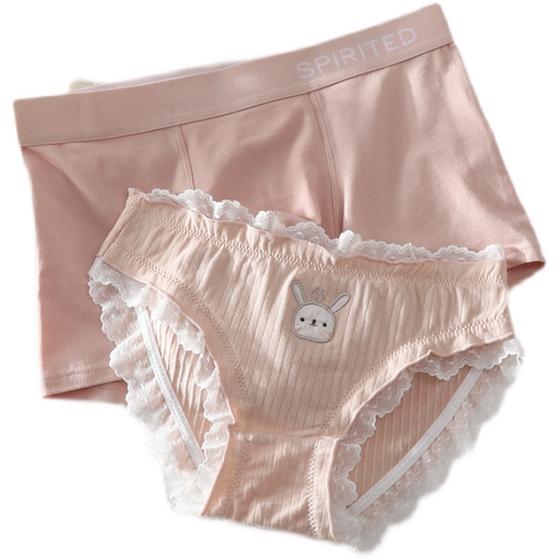 奶甜小萌兔~情侣内裤纯棉一男一女可爱裤头纯欲情人节送男友礼物