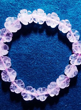 特价正品清仓~纯天然星光冰粉水晶雕刻双面梅花女款手链手串A24