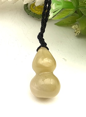 福禄盈金～天然黄兔毛水晶葫芦吊坠饰品挂件一物一图A53-41
