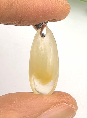双景金穗21年老店老货天然黄兔毛吊坠925银无注胶一物一图A53-137
