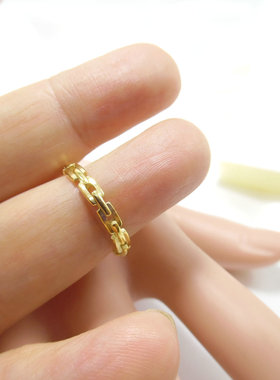 韩国新款链条戒指镀金钛钢指环