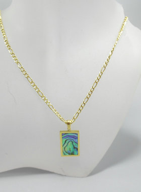 鲍鱼贝钛钢18K金方块几何毛衣链