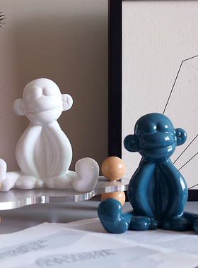 陶瓷气球猴子创意潮玩摆件