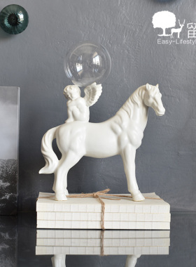 泡泡天使马雕塑玄关高级感摆件