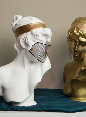 白金发带面罩女神树脂雕塑