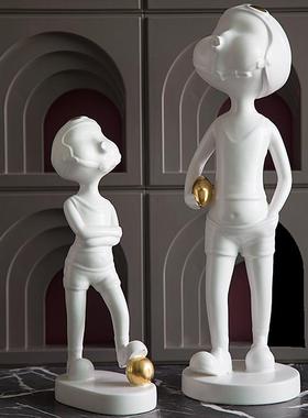 留连艺术陶瓷创意家居潮流摆件现代简约兄弟橄榄球运动趣味软装