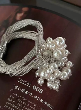 时尚百搭玻璃体珍珠花朵吊坠项链