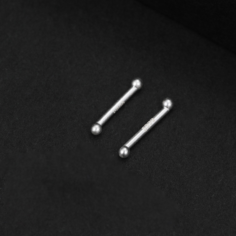 通体S999足银纯银防堵养耳洞双头圆珠耳棒耳钉简约女睡觉免摘耳饰,淘宝优惠券,粉丝福利购,淘宝优惠卷