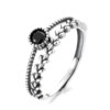 S925 sterling silver black agate double layer wheat ear ring