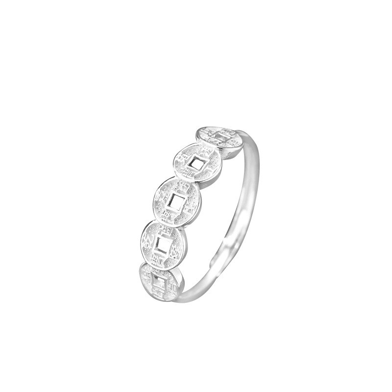 All-over S999 solid silver sterling silver coin ring