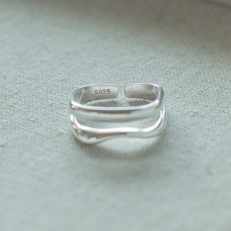通体S925纯银戒指双层开口可调不掉色简约个性百搭时尚韩国女款潮,淘宝优惠券,粉丝福利购,淘宝优惠卷