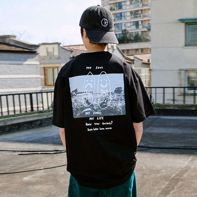 潮物Woo Polar Skate Co Struggle Tee 插画标语印花宽松短袖T恤 - 图0