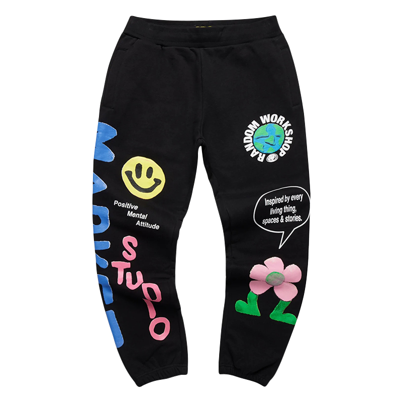 Chinatown Market Smiley Collage Sweatpants 笑脸印花加绒长裤 - 图3