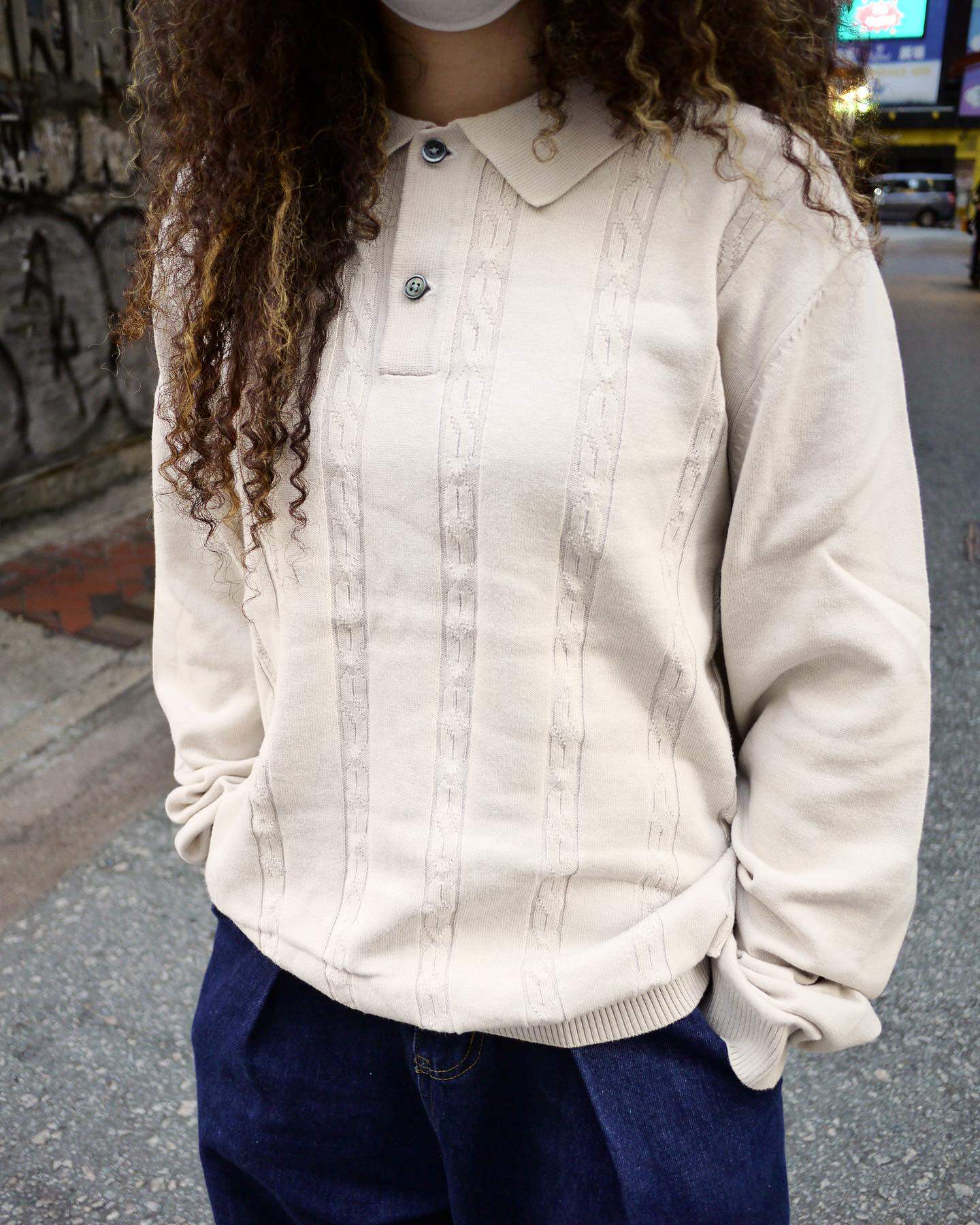 LS Knit针织提花翻领情侣Polo衫 