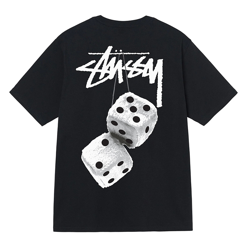 潮物Woo Stussy Fuzzy Dice Tee 骰子Logo印花情侣短袖中性风T恤 - 图3