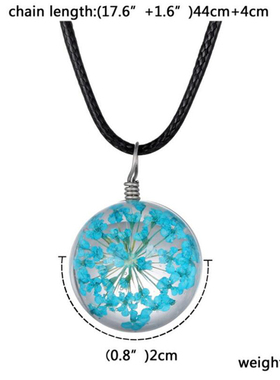 蓝色森系植物花卉饰品情侣吊坠