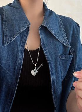 吉他项链钛钢男女不掉色