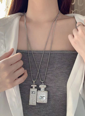 钛钢个性香水盒子项链女